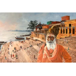 Varanasi Morning View Acrylic Painting | On Canvas | By Anukta Mukherjee Ghosh