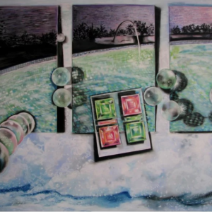 Nancy Staub Laughlin " Night Pool With Luster " by Nancy Staub Laughlin Painting Print